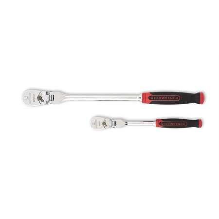 GEARWRENCH 2 Pc 14 and 38 Drive 120XP Dual Material Flex Head Teardrop Ratchet Set KDT81204P